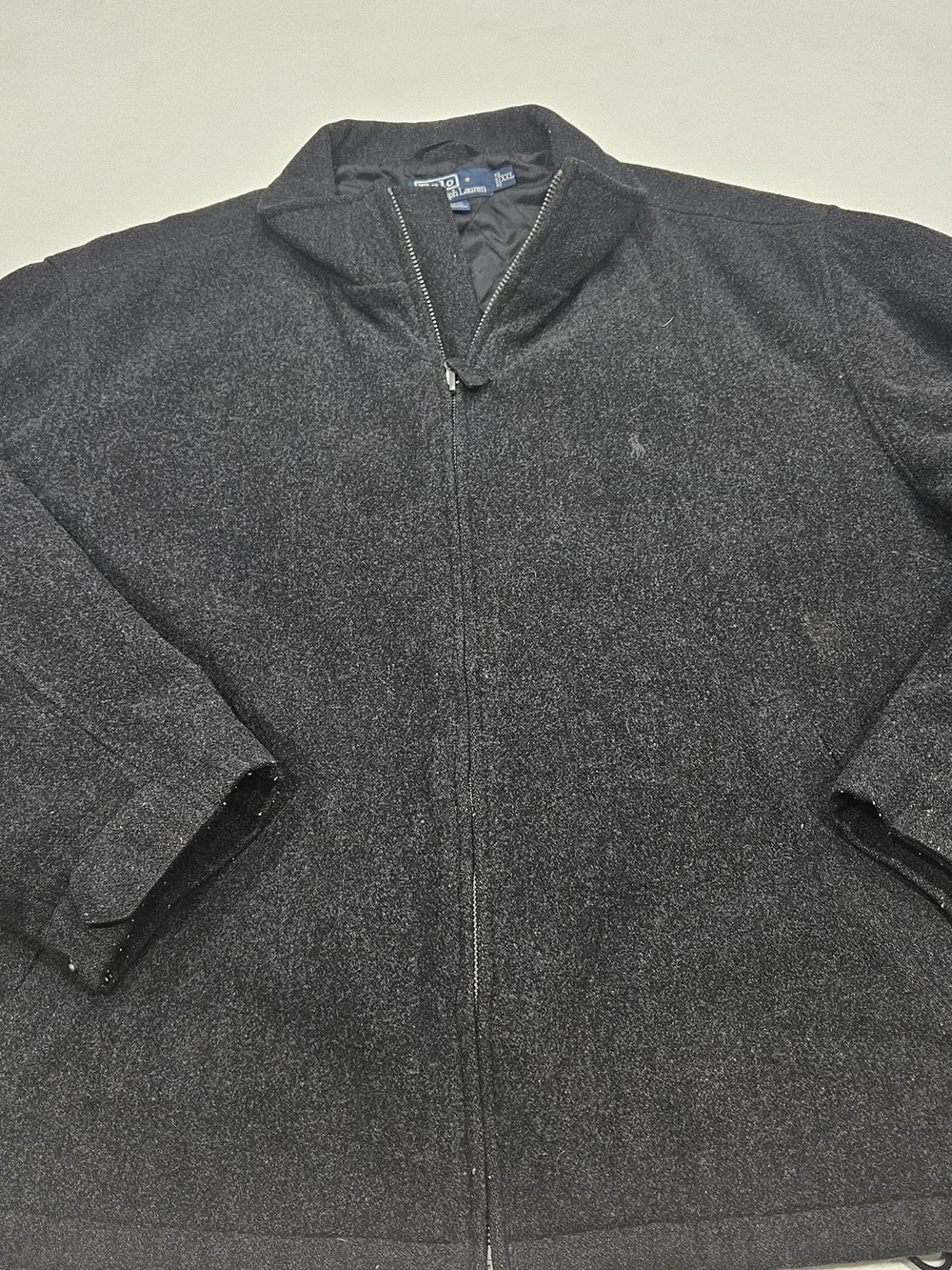 Vintage Wool Polo by Ralph Lauren Charcoal Gray Bomber Jacket
